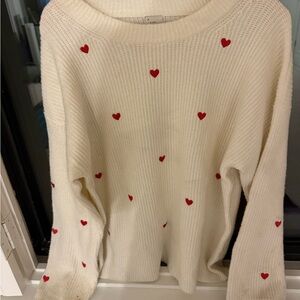 A New Day Cream and Red Heart Crew Neck Sweater